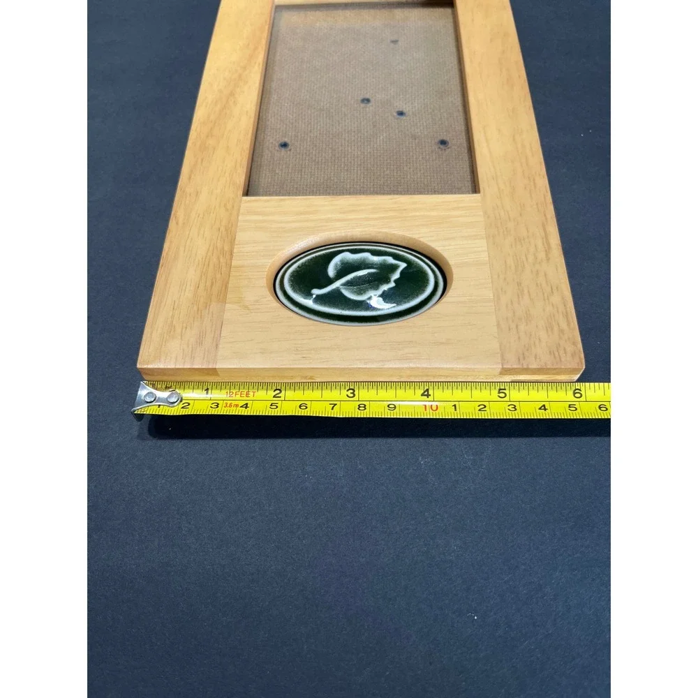 Burnes of Boston Rare Woods Picture Frame 4x6 Natural Wood Green Leaf Emblem